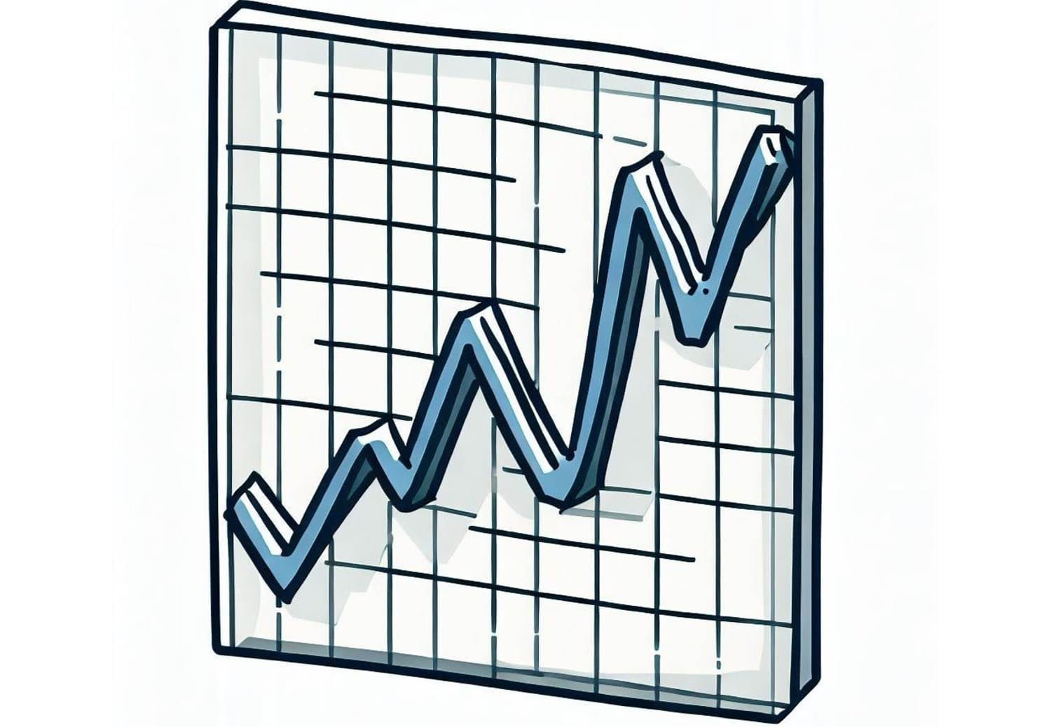 An animated line chart with multiple square sections on it containing a large blue line going up and down across the chart.